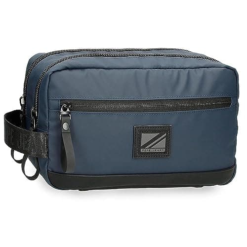 Pepe Jeans Hoxton Toiletry Bag Two Compartments Blue 26x16x12cm Polyester, blue, One Size, Toiletry Bag