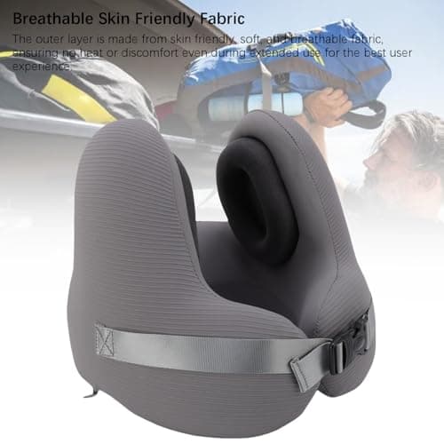 Travel Neck Pillow Memory Foam Noise Canceling Earmuffs U Shaped Neck Support Pillow for Airplane Travel Home Relaxation Nylon ABS Skin Friendly Fabric Adjustable Strap — view 2