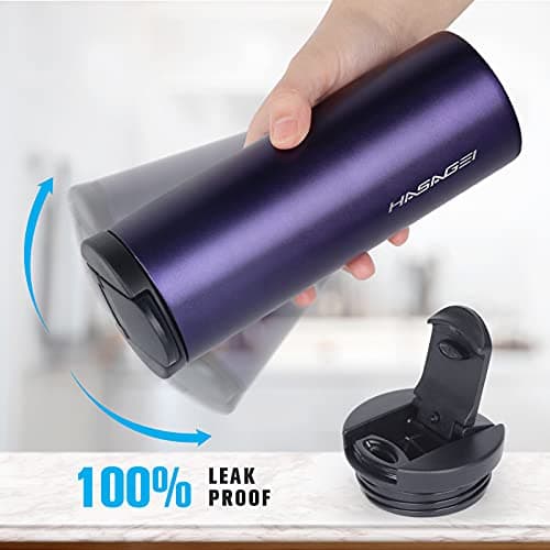 HASAGEI Insulated Travel Mug, Reusable Vacuum Stainless Steel Bottle for Hot and Cold Drinks - Leakproof Lid, 350ML (Nevy Blue) — view 4