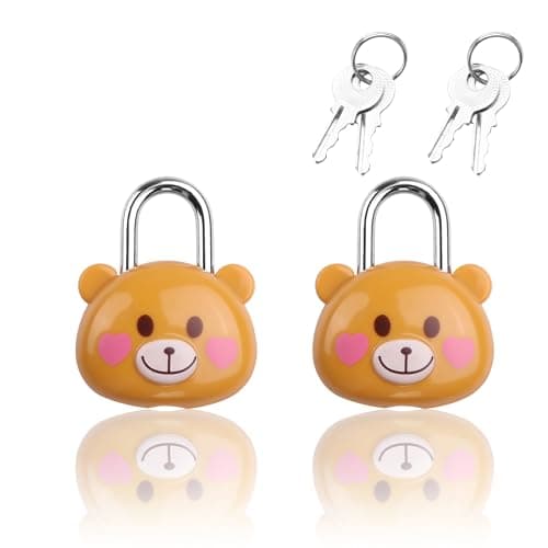 YAODHAOD Cute Little Bear Lock with Keys, Mini Padlock for Gym Lockers, Diaries, Jewelry Boxes, Suitcases & Backpacks Luggage Locks(2PCS) (Brown)