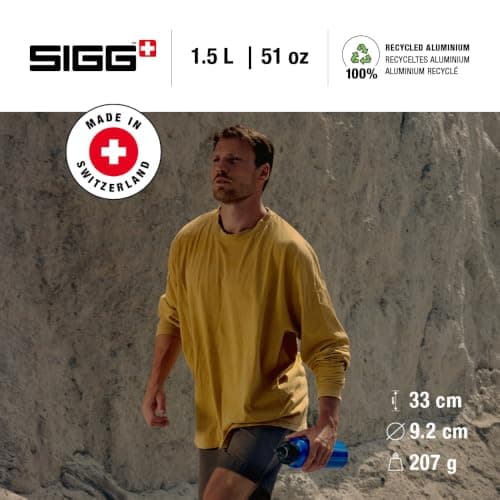 Sigg - Aluminium Sports Water Bottle - WMB Traveller Dark Blue - Swiss Made - Suitable For Carbonated Drinks - Leakproof - Lightweight - BPA Free - Blue - 1.5L — view 3