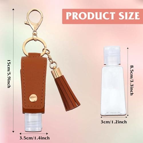 oruola 3 Pcs Hand Sanitiser with Clip,30 ml Hand Sanitiser Keyring,Mini Hands Sanitizer Keychain for Travel Lotion Liquid Soap Shampoo (Black Pink Brown) — view 5