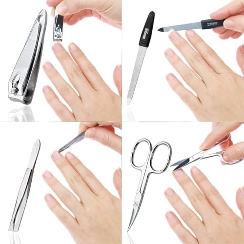 Manicure Set,4 PCS Professional Nail Clippers Kit Stainless Steel Pedicure Kit for Men Women Nail Care Tools Grooming Kit with Travel Case — view 5