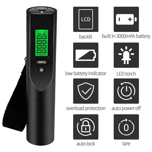 Rechargeable Digital Luggage Scale with LED Torch, 50kg Capacity, 3000mAh Rechargeable Battery, Backlit LCD Display — view 6