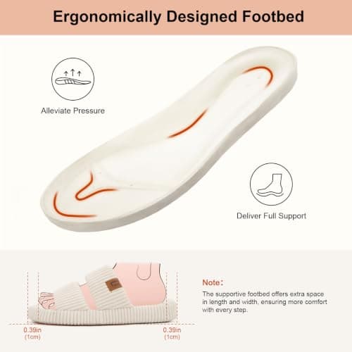 LongBay Women's Memory Foam Open Toe Slippers Lightweight Bedroom Comfy Indoor House Shoes Beige, 7-8 — view 4
