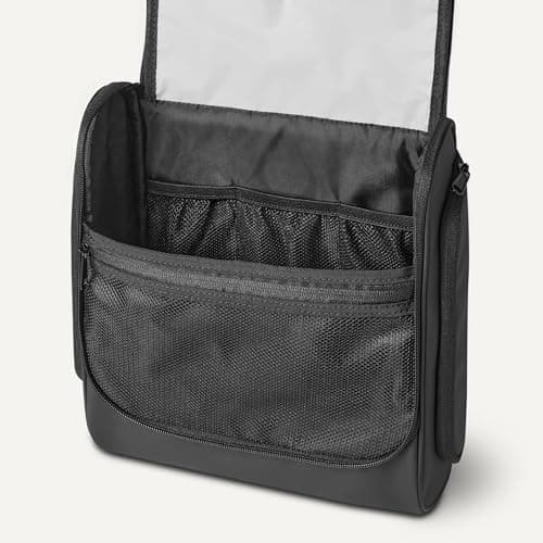 Amazon Essentials Travel Toiletry Bag with Hanging Hook - Portable Cosmetic Case, Large Capacity Door Room Essentials Travel Organizer for Full Sized Cosmetics and Toiletries, 25.4 cm, Black — view 5
