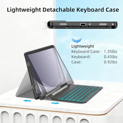 JUQITECH Backlit Wireless Keyboard Case for Samsung Galaxy Tab A11+ A9+ 11" — view 6
