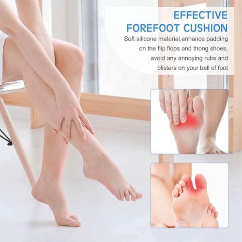 Silicone Toe Protectors for Flip Flops Clear Gel Thong Sandal Cushions Self Adhesive Invisible Anti Slip Foot Pads with Massage Dot Texture Reusable Washable Insoles (Particles) — view 3