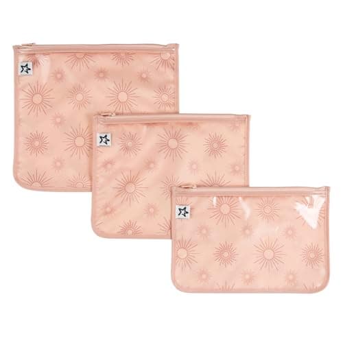 Tiny Twinkle Mess-Proof Travel Bag – TSA-Compliant, Zippered Cosmetic Bag with Clear Compartments for Diapers, Toiletries, Makeup & Travel Organizer, 3-Pack Set (Shimmer)