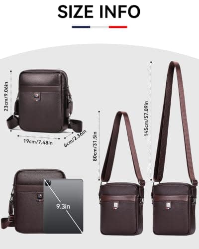 Leathario Mens Shoulder Bag, Genuine Leather Man Bags for Men, — view 3