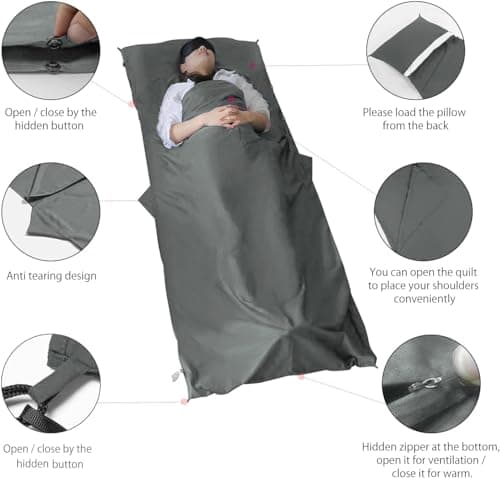 MYCARBON Travel Sleeping Bag Liner 100% Cotton, 220 x 90cm — view 3
