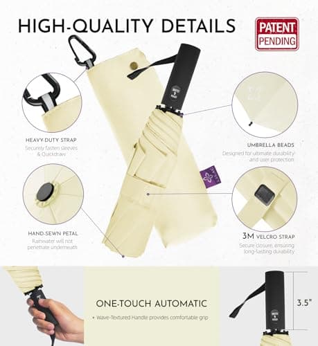 LILAC UPF 100+ Sun Protection Parasol, Windproof Auto Umbrella — view 5