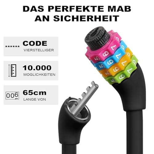 Ainiv Bike Lock, 4-Digit Password Bicycle Lock, 65cm (Black) — view 4