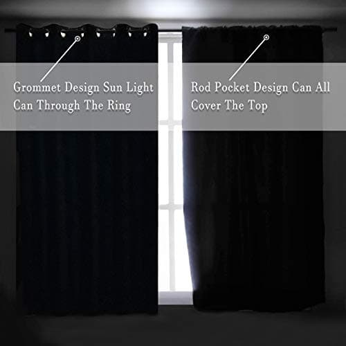 DONREN Olive Green Blackout Curtains 48 Inch Length 2 Panels Set - Rod Pocket Room Darkening Thermal Insulated Curtains & Drapes for Boys Bedroom/Cabin/Loft,W52 x L48 Inches Long — view 6