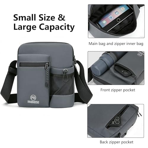 ChioSun Men's Shoulder Bag, Waterproof Water Bottle Messenger Bags(Grey) — view 5