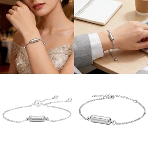 Unisex Adjustable Stainless Steel with Hidden Pills Compartment Geometric Design 16.5cm Stainless Steel Geometric Featuring Removable Holder for Travel Adjustable Chain — view 2