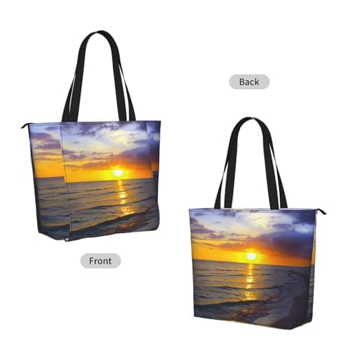 kkvhhyuo Yoga Mat Bag, Women Yoga Bag with Mat Carrier Pocket, Large Gym Bag Tote Bag Shoulder Bag for Pilates Mat Workout Travel Office(Sunset at Honeymoon Island State Park) — view 2
