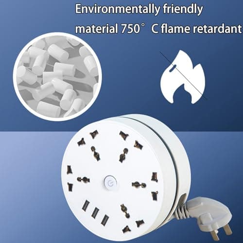 Universal Power Strip,Retractable Portable Power Strips,with 3 Outlets 3 USB Ports,Small Portable Desk Charging for Office, Travel (9.2ft) — view 6