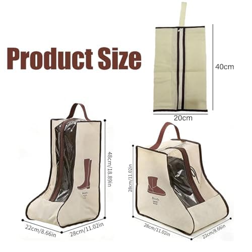 3 Pcs Boot Storage,Short and Tall Boots Storages,Portable Protector Bag Dust Proof Travel Shoe Bags with Handle Boots Organizer for Packing Travel and Daily Use — view 4
