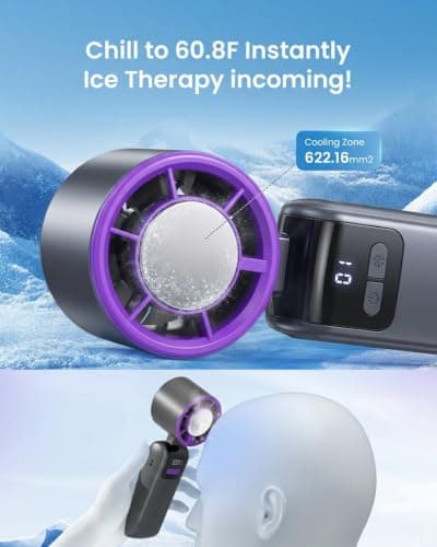 Crossarctic Portable Handheld Turbo Fan with Ice Cooler, Powerful 20000 RPM, Speed (1-199), Up to 14Hrs Cooling, Rechargeable Personal Fan (Black) — view 5
