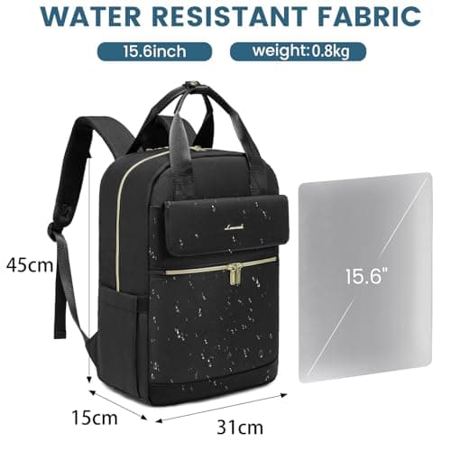 LOVEVOOK Laptop Backpack for Women, 15.6 Inch Fashion Rucksack Bag for Womens, Lightweight School Bag Travel Backpack with USB Port, Casual Daypacks Back Pack for School College Work, Black — view 5