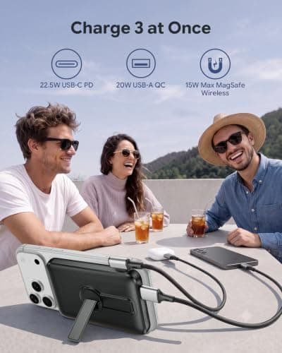 For MagSafe Power Bank, 12000mAh Portable Charger 22.5W with Stand — view 4