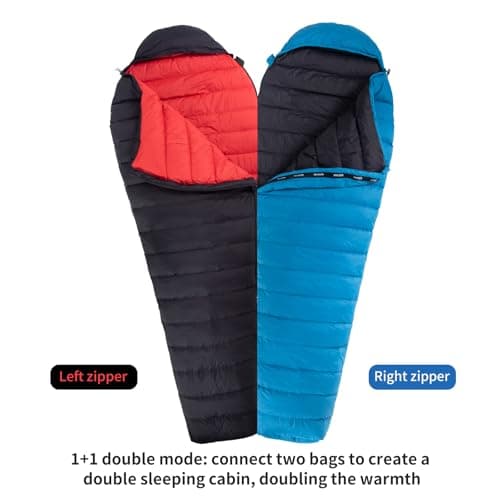 QEZER Down Sleeping Bag, Only 820 g, Lightweight Sleeping Bag, Small Pack Size with 600FP Down for 3 Seasons, Camping, Trekking and Hiking, Outdoor (blackblack) — view 4