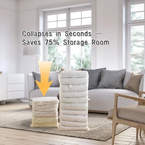 Pump-Free Vacuum Storage Bags, Seconds Quick Deflation Airtight Seal Moisture-Proof Eco-Friendly Stand-Up Space Saver Bags for Quilts Clothes Bedding 3 Pieces (Colored, 100x80x38cm) — view 3