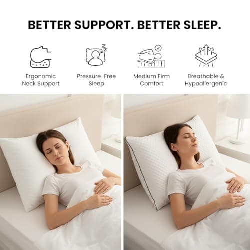 ZZZMRH Shredded Memory Foam Pillows 2 Pack for Neck and Shoulder Pain Relief, Side Sleeper Pillows Neck Support – Hypoallergenic Medium Firm, Luxury Bed Pillows 50x70cm — view 5