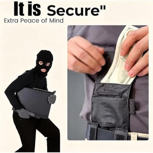 FiTspi Slim Belt Wallet, Concealed Retractable Quick Access Purse Storage Bag for Cash, Cards & ID, Undercover Hidden Blocking Travel Waist Pouch, Anti-Theft Wallets Bumbag for Men Women — view 2