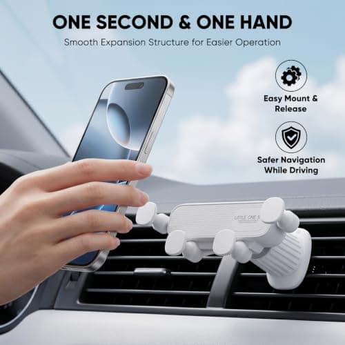 AIYEEN Car Phone Holder for Air Vent, Upgraded Spiral Clip Car Mount with One-Hand Operation, Zero Noise Mobile Phone Cradle for Car Compatible with iPhone Samsung Android Phones 4.7-6.7" (White) — view 4