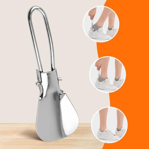 ACKKOR 2 PCS Folding Metal Shoe Horn Small 12cm for Travel and Storage Use — view 3