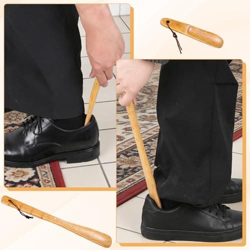 2 PCS Shoe Horn Long Handled Wooden Shoe-Horn for Boots Beech Shoe-Horns — view 3