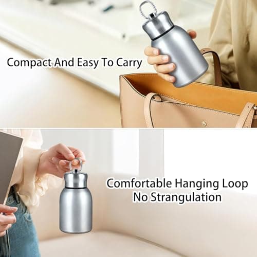 Stainless Steel Mini Vacuum Insulated Insulated Water Bottle for Hot & Cold Drinks, Travel Coffee Cup 10.2oz /300ml (silver) — view 6