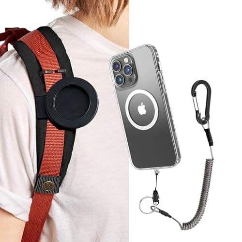 HEZEN Magnetic Clip for Cell Phones on Backpack Strap, Magnetic Phone Holder for Shoulder Strap, Mobile Phone Strap Attachment Clamp - Suitable for Hiking/Climbing/Travel/Outdoor