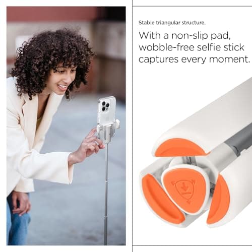 Spigen Wondersnap Automatic Selfie Stick Tripod, [Auto-Open] 57.5'' Extra Long Phone Tripod Stand for iPhone & Android 360° Double Axes Rotatable Travel Detachable Remote Samsung Pixel - Dune Beige — view 5