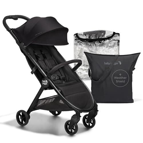 Baby Jogger City Tour 2 Eco Stroller Travel System | Ultra-Lightweight, Foldable & Compact Pushchair Buggy, Carry Bag, Weather Shield & Belly Bar | With Sustainable Fabrics | Black