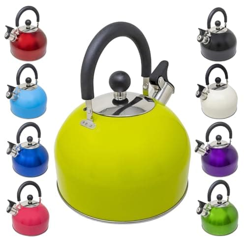 2.5L Stainless Steel Whistling Kettle - Suitable for Fishing, Camping, Hiking, Indoor & Outdoor | Camping Kettle for Gas Stove, Electric Stove, Camp Fire | Lightweight, Fast Boil, Phenolic Handle