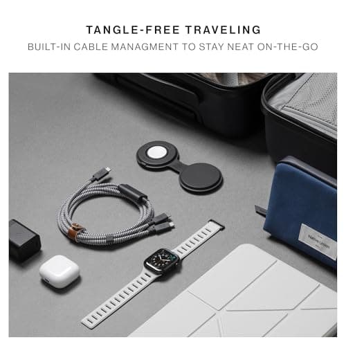 Native Union Belt Cable 2-in-1 – 2m/6.5ft Multi-Device High Speed Charging Cable with Leather Strap for all Type-C Devices – 140W USB-C to two USB-C Connectors – Made with Recycled Materials (Cosmos) — view 5