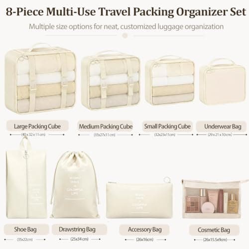 Acual 8 PCS Packing Cubes for Suitcases, Waterproof Travel Organisers — view 3