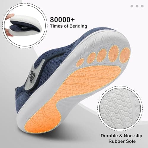 JOINFREE Women’s Wide Fit Barefoot Walking Shoes – Zero Drop Comfort Trainers with Adjustable Strap, Breathable Non-Slip Casual Shoes for Swollen or Sensitive Feet Navy 6 UK — view 5