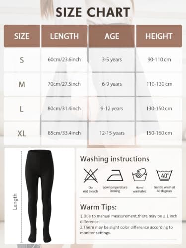 YloveM Girls Fleece Lined Thermal Tights Footed Winter Leggings 6-9 Yesrs — view 6