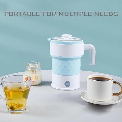 Travel Portable Foldable Electric Kettle, 0.7L Small Camping Kettle, Blue — view 3