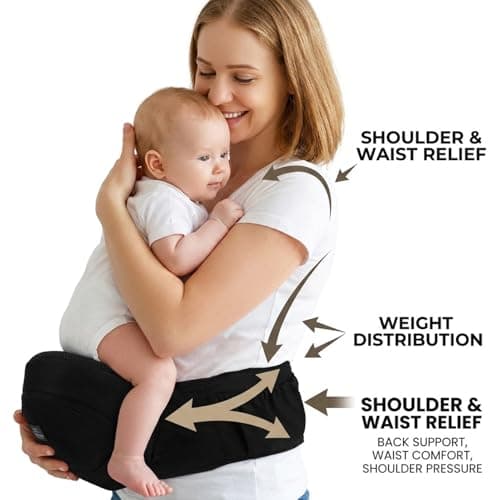 Bebamour Baby Hip Seat Carrier, Ergonomic Waist Seat for Baby & Toddler, Hands-Free Side Carry Support, Padded Waist Belt, Lightweight Design, Black — view 5