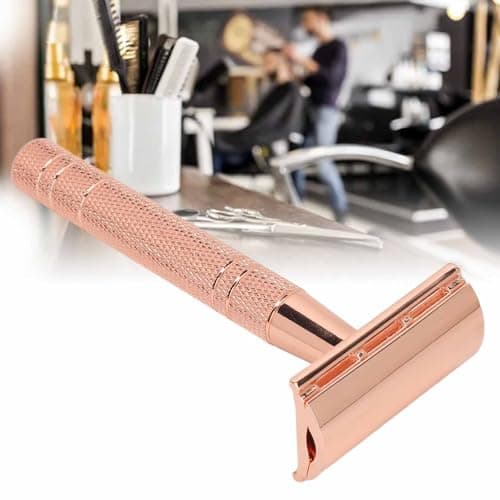 ZJchao Double Safety Manual Clipper, Alloy Handle Heavy Duty Skin Fitted Trimming with Washable for Men Women Wet Shaving (Rose Gold) — view 3
