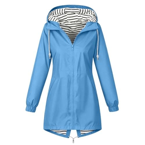 Womens Waterproof Jacket Lightweight Windbreaker Hooded Rain Coats — view 4