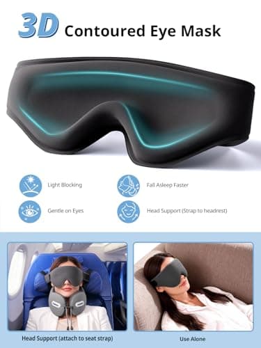 Inspireyes Travel Neck Pillow with Seat Strap, Long Flight Stable Support — view 6