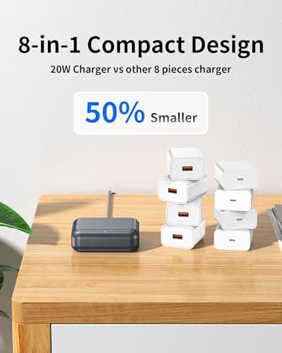 Qurzou USB Charging Station 40W, 8 Port USB C Charger Hub Multiport,PD Fast Charger Dock for iPhone,iPad,Samsung, Tablets,Fan (BLACK) — view 5