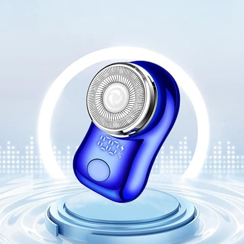 Compact Portable Shaver for Men USB Rechargeable Wet & Dry Grooming with Precision Ideal Travel Trimmer Facial Hair Remover Smooth Tool (Blue, One Size) — view 3