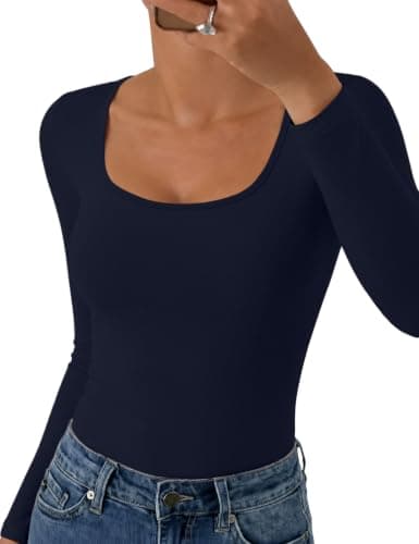 IWOLLENCE Thermal Tops Womens Scoop Neck Underlayer (Ink Blue, L)